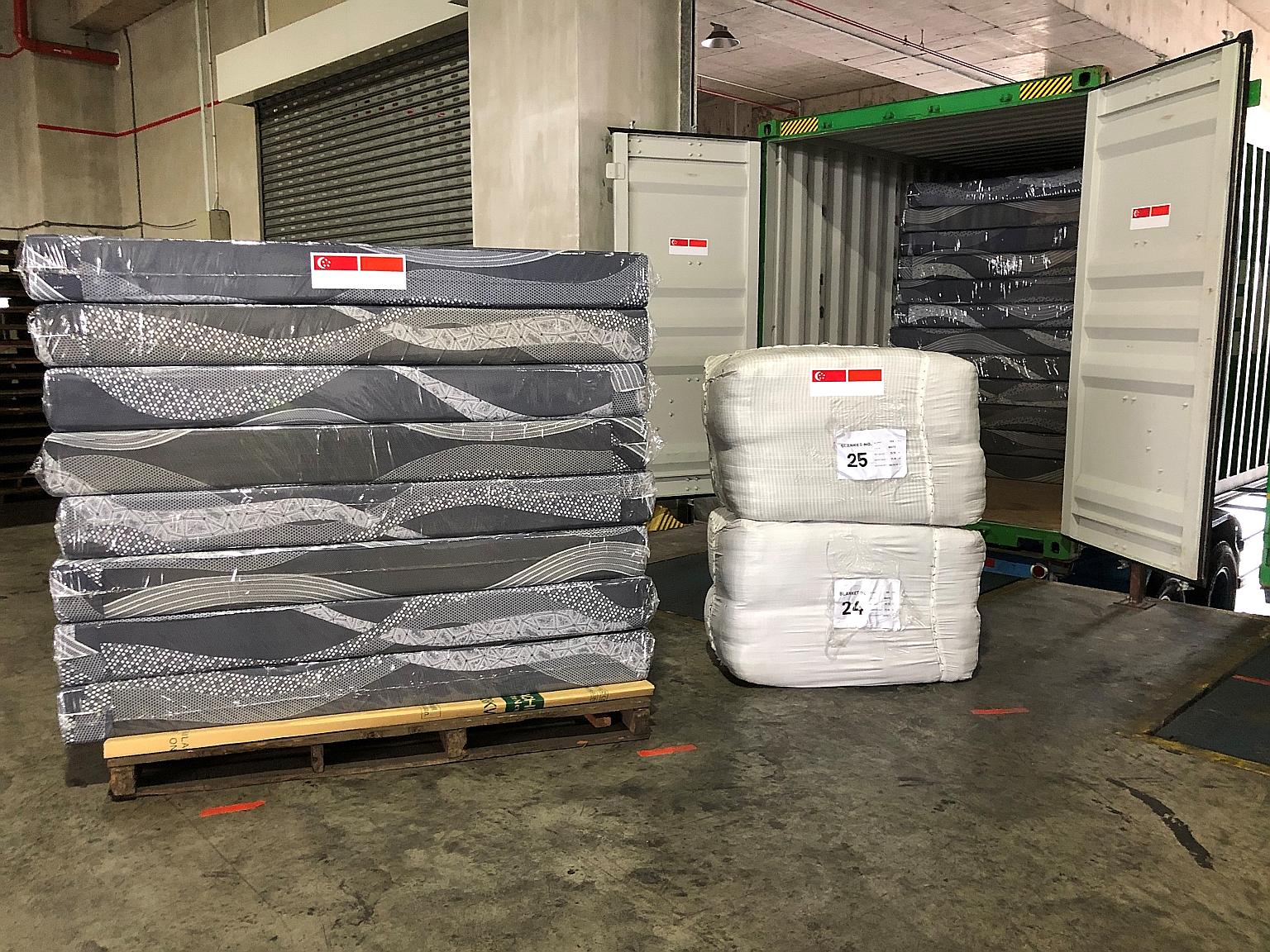 Temasek Foundation ordered the bed sets for use at community isolation facilities and the Indonesian Embassy in Singapore facilitated their shipment here. PHOTO: TEMASEK FOUNDATION