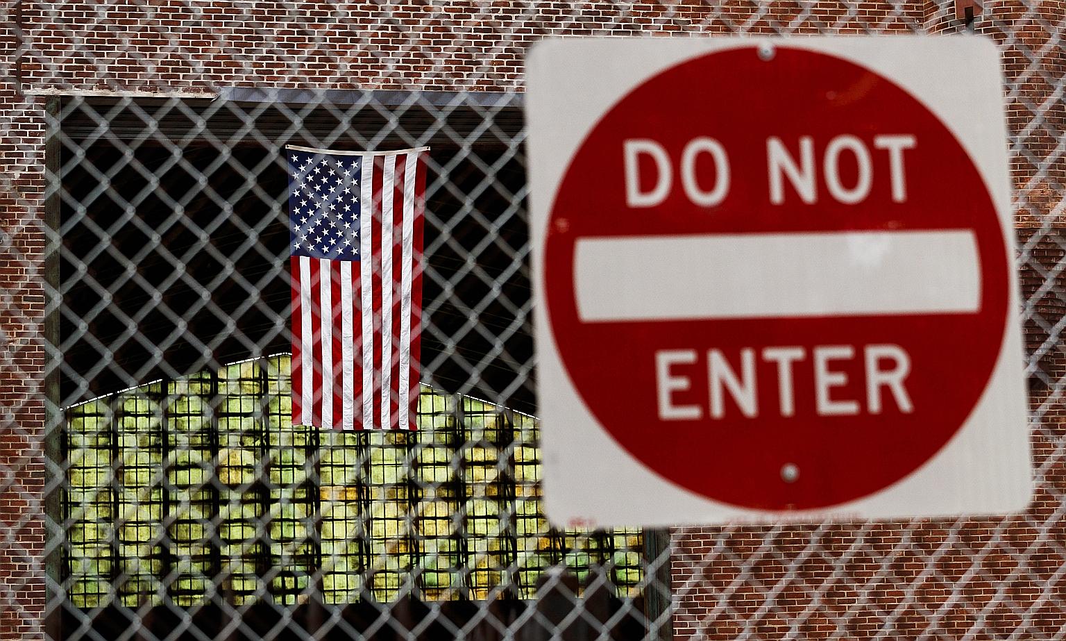 The Kingsbridge Armoury in the Bronx, New York, which is being used as a food distribution centre during the Covid-19 crisis. US President Donald Trump yesterday said he would sign an executive order suspending the issuance of green cards for 60 days