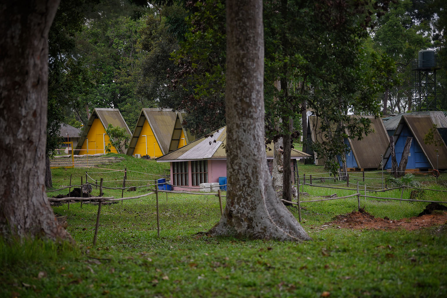 Sarimbun Scout Camp in Lim Chu Kang, one of the premises being used to house foreign workers. Marquees at Tanjong Pagar Terminal on Wednesday. A large facility is being set up that could house up to 15,000 Covid-19 patients or foreign workers, as the