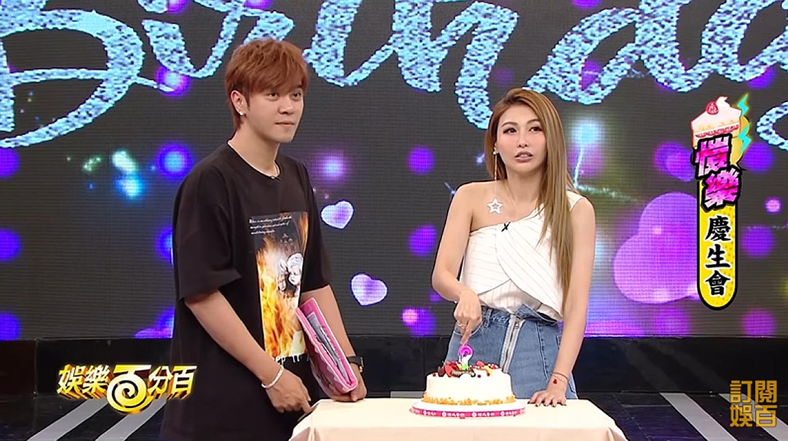 Show Lo and Linda Chien (both above), who is the rumoured third party between Lo and former girlfriend Grace Chow, celebrating Chien's birthday last year on an episode of 100% Entertainment.