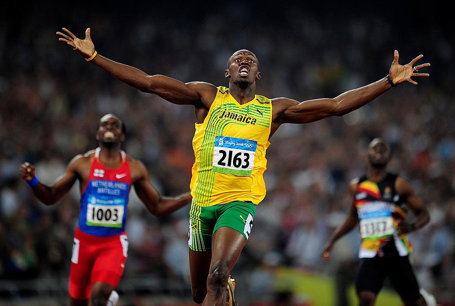 Jamaican sprint king Usain Bolt wins the 200m at the Beijing Olympics in a world-record 19.30sec. A year later he lowered his mark to 19.19sec, which still stands.