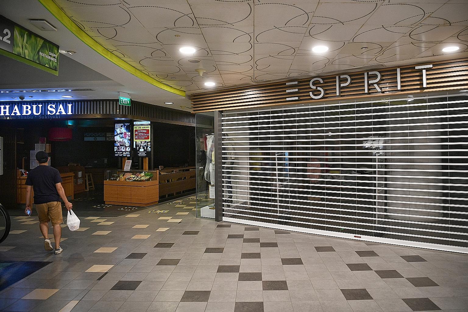 The Esprit outlet at Tampines 1 Mall, which is closed during the circuit breaker period. It will be closed for good by the end of June along with the other 11 Singapore outlets as part of Esprit's efforts to cope with the impact of the coronavirus pa