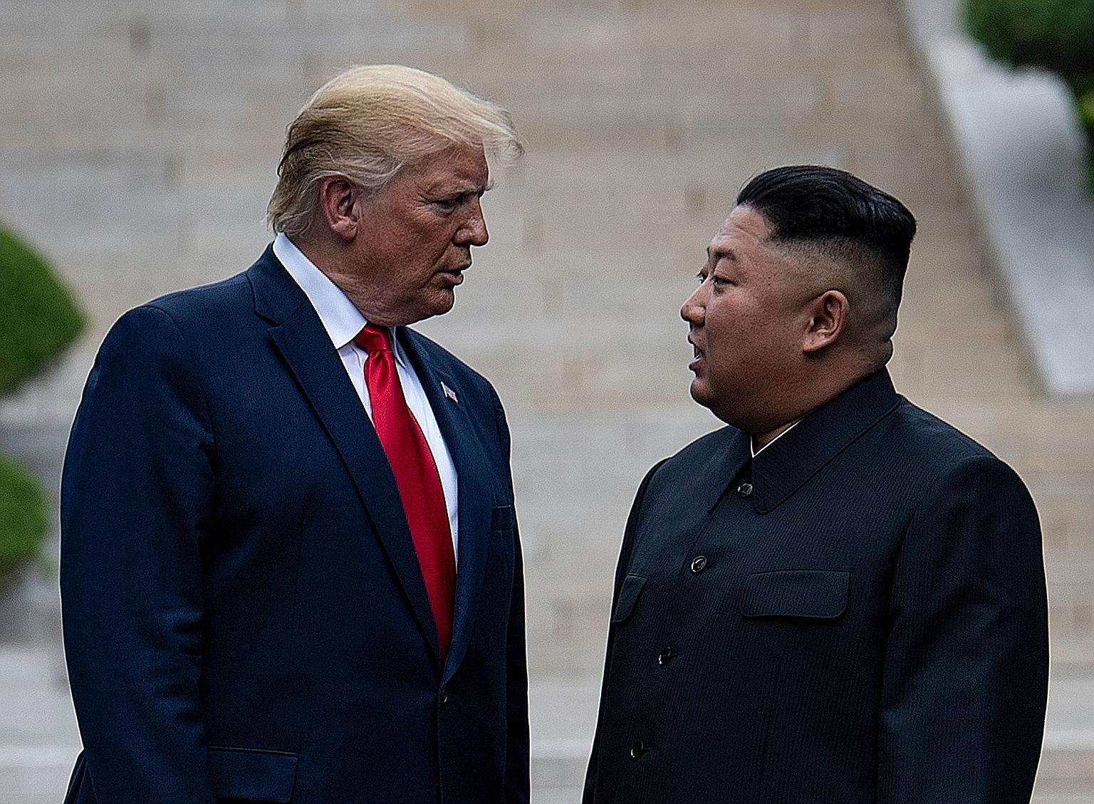 A file photo taken last June of US President Donald Trump and North Korean leader Kim Jong Un at the Demilitarised Zone in Panmunjom.