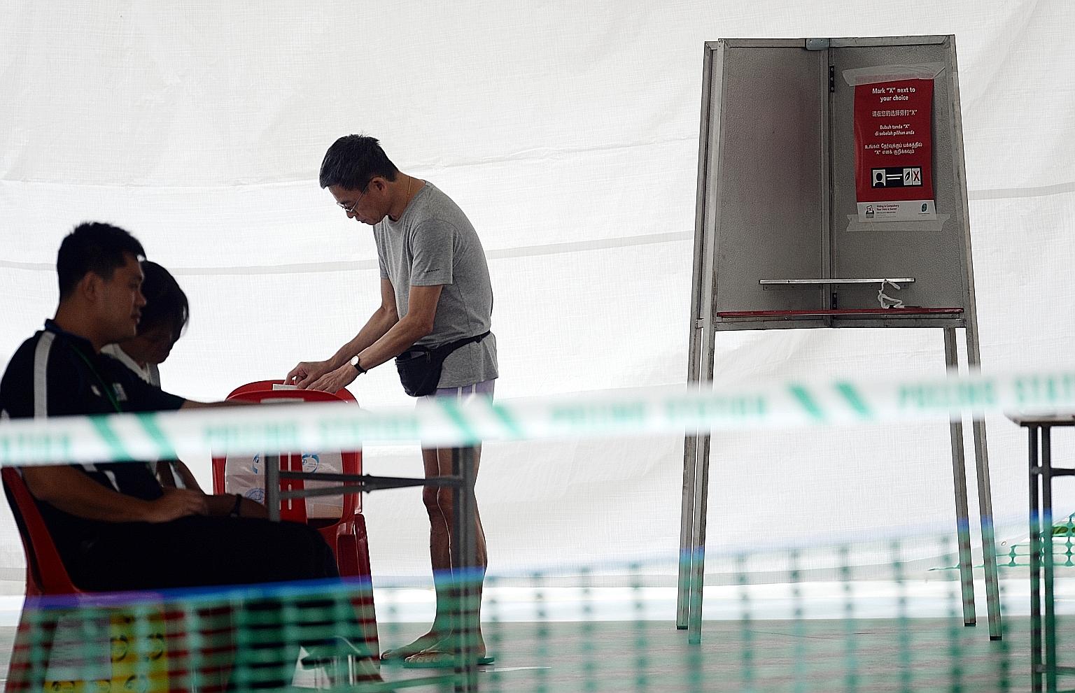 The Parliamentary Elections (Covid-19 Special Arrangements) Act is to ensure the safety of voters, candidates and election officials should Singaporeans have to go to the polls before the pandemic ends. ST PHOTO: JOYCE FANG