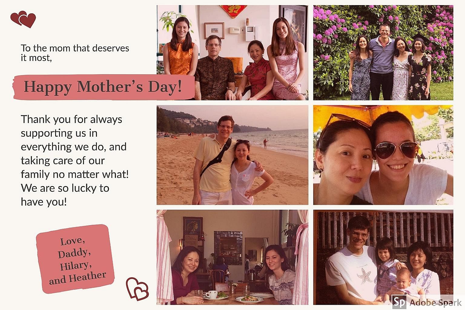 Data analyst Heather Armstrong designed an e-card (above) containing a collage of family photographs for her mum. 