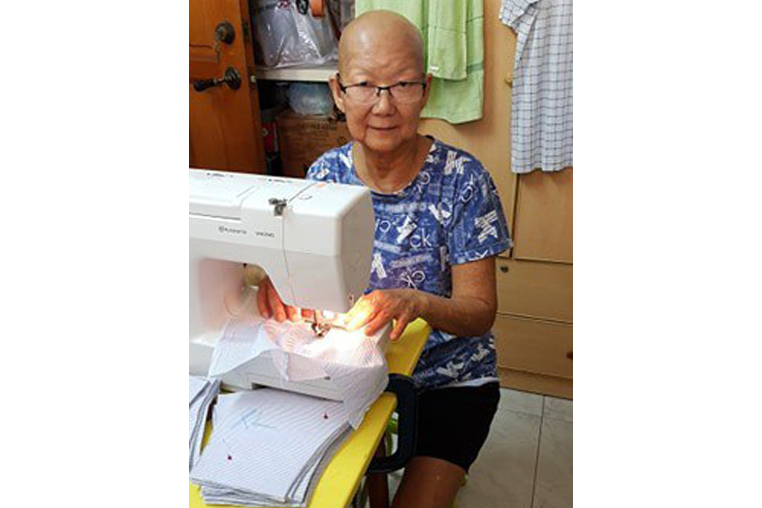 Retiree Amy Lee, who is undergoing chemotherapy for breast cancer, has made over 300 masks in the past month to give to vulnerable groups. PHOTO: MASKS SEWN WITH LOVE