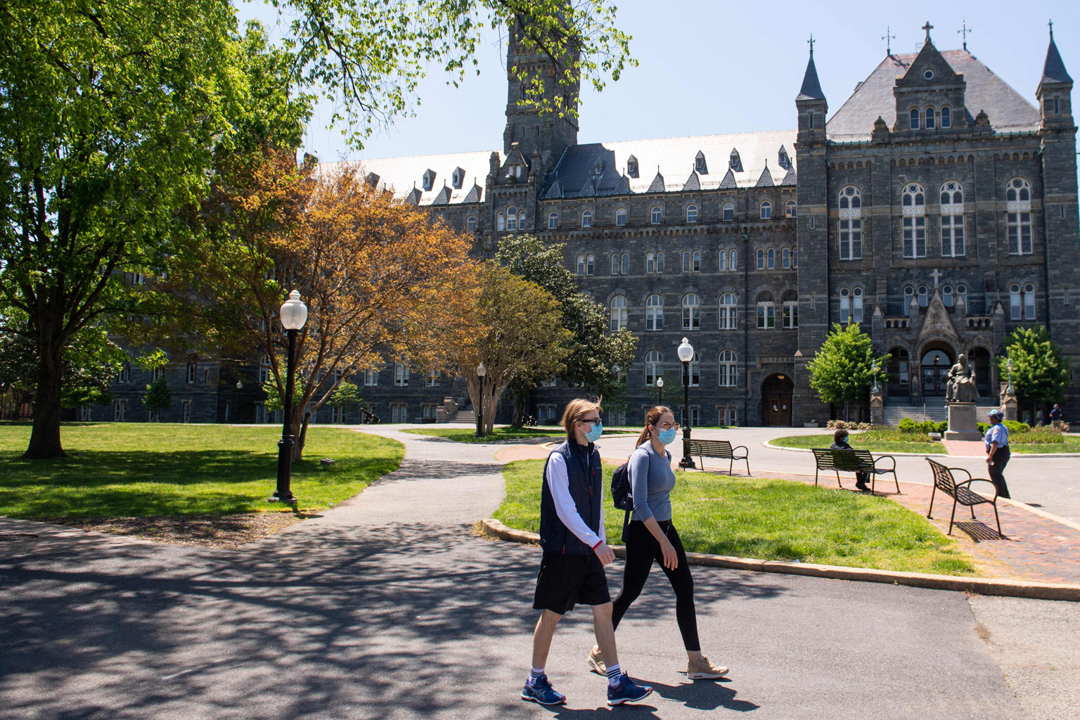 US universities, including Georgetown University (above), have had on-campus classes cancelled because of the pandemic. At least 50 US colleges and universities have been sued by students on grounds such as awarding diplomas with a "diminished" value