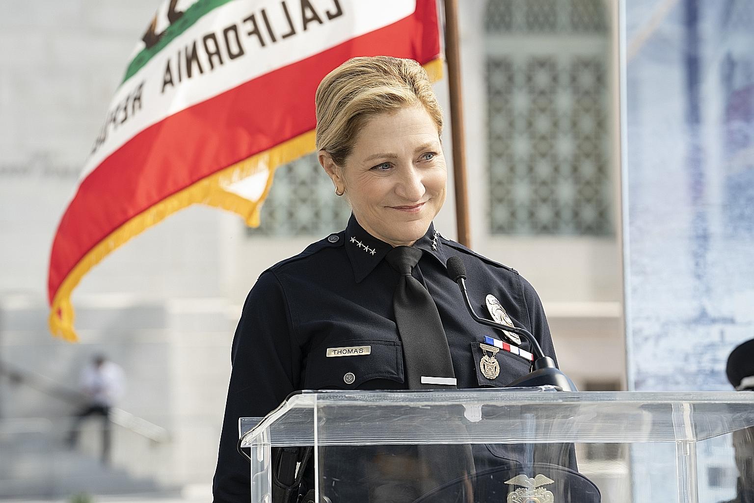 Edie Falco plays Abigail Thomas, the first female police chief of Los Angeles, in new drama Tommy.