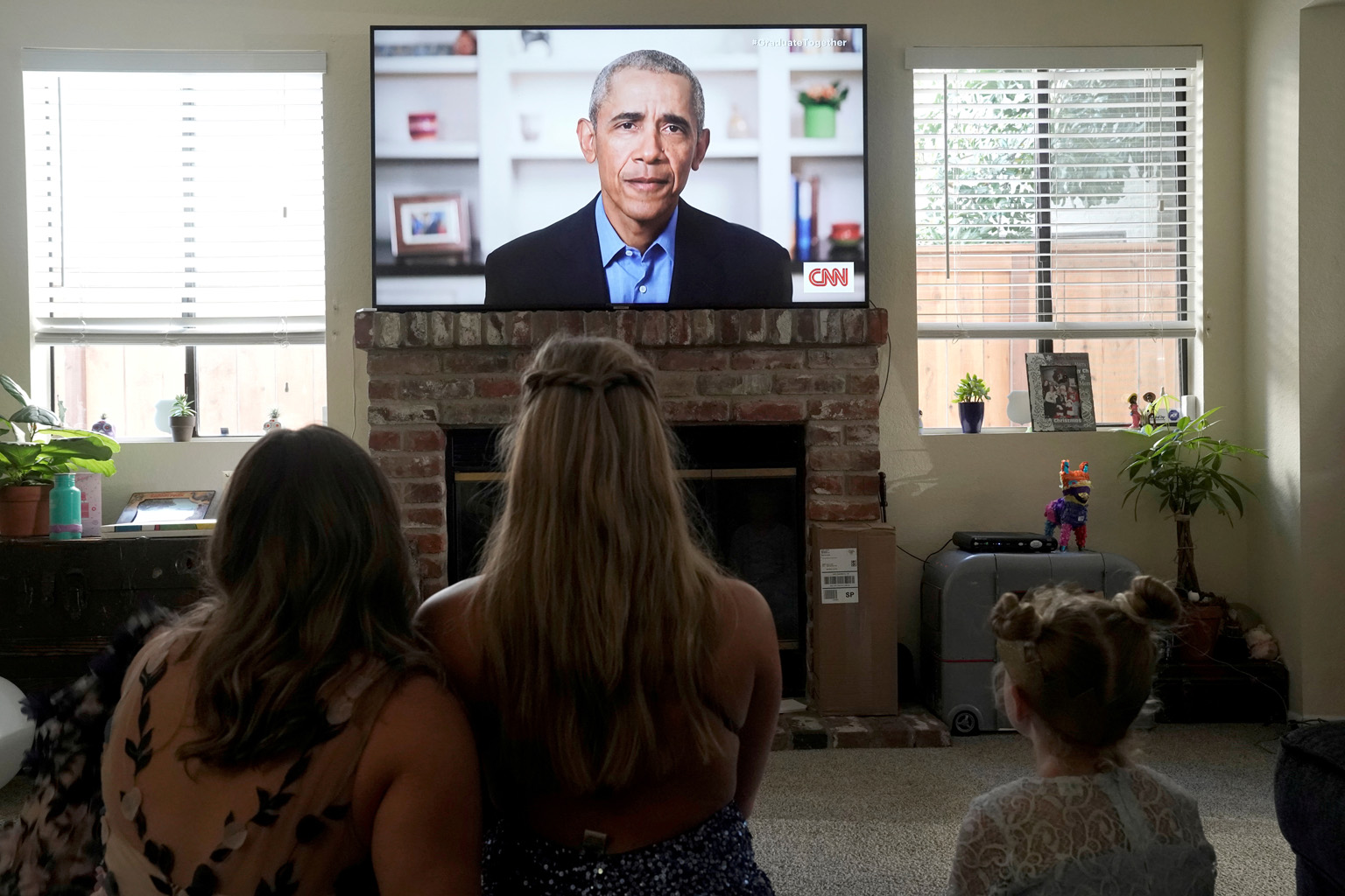 Former US president Barack Obama delivering a virtual commencement address to millions of high school seniors in lockdown due to the Covid-19 outbreak. Mr Obama criticised the response to the pandemic ravaging America during his two speeches to gradu