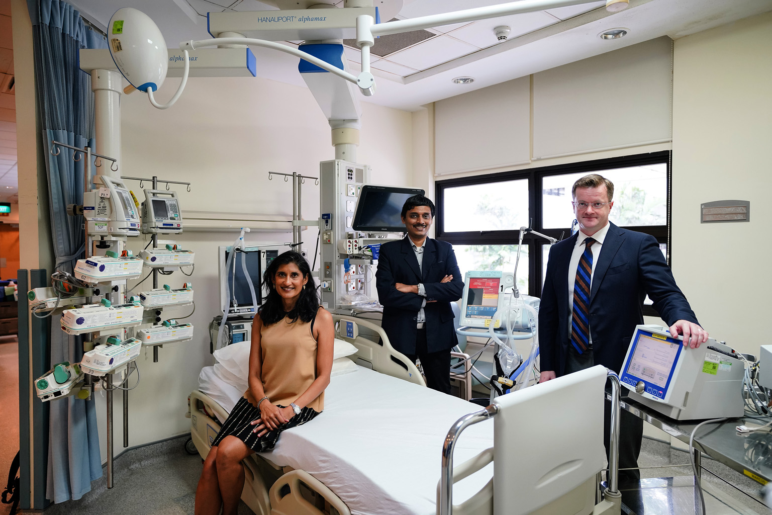 (From left) Dr Jyoti Somani, an infectious disease doctor, and Dr Kollengode Ramanathan and Dr Graeme MacLaren, who are ICU specialists. PHOTO: NUHS