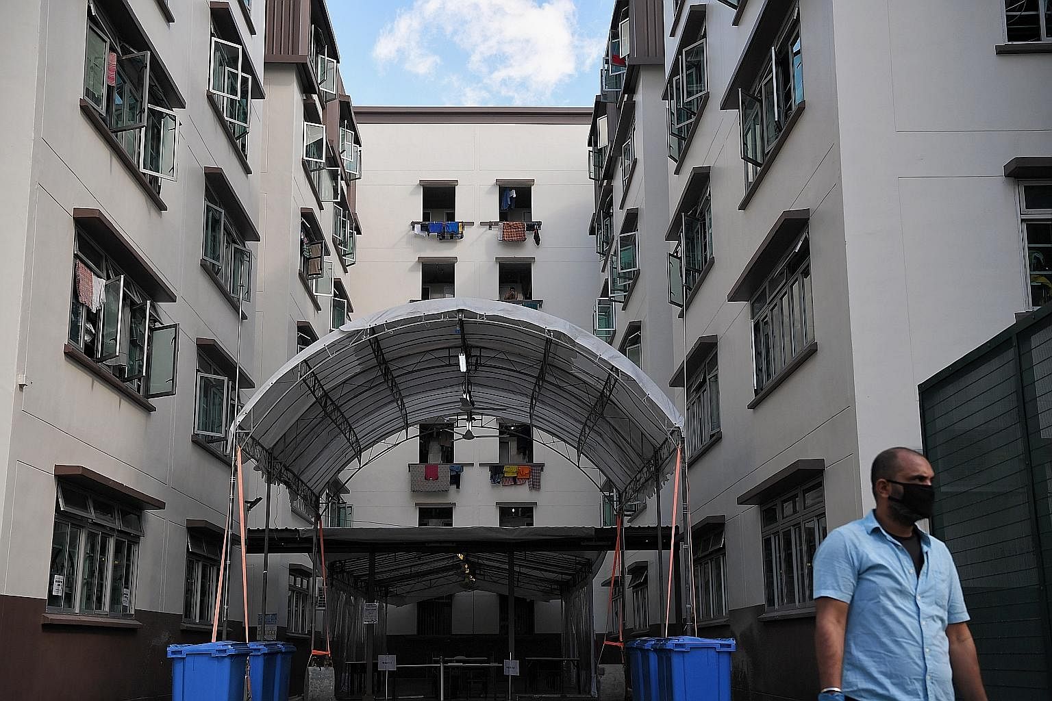 As of yesterday afternoon, Singapore had 305 new Covid-19 cases, most of whom are work permit holders living in foreign worker dormitories. ST PHOTO: KUA CHEE SIONG