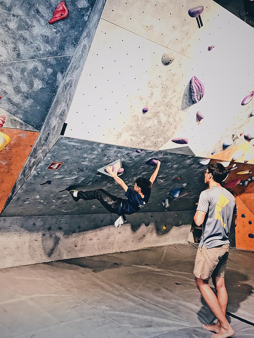 Primary 6 pupil Dylan Seow, 11, participating in a rock-climbing competition last year. He is applying for this year's Direct School Admission exercise through the sport.