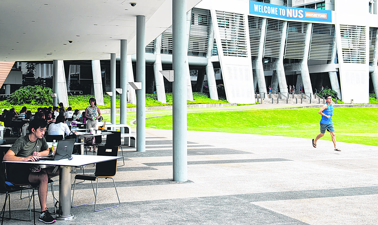 A photo taken in 2018 at the National University of Singapore. Students who are on campus when the university's new academic year starts on Aug 10 will not be able to mingle freely in the way that they used to.