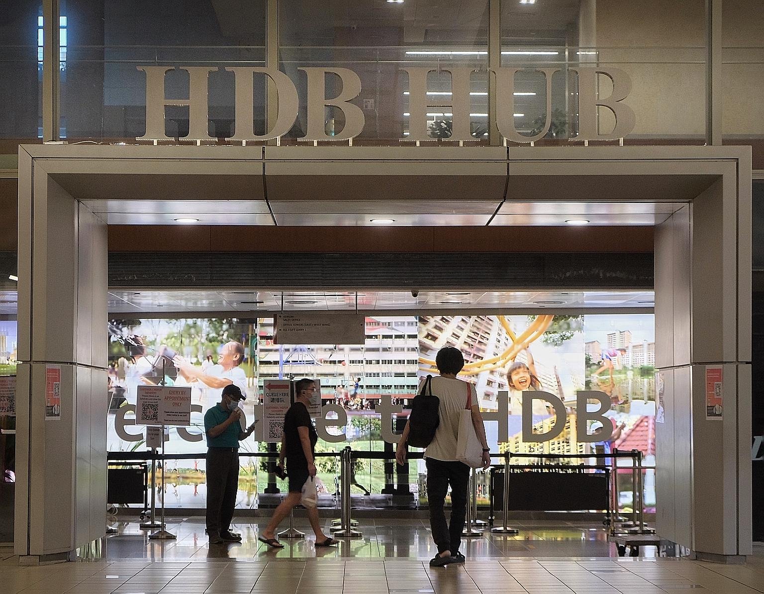 Service counters at HDB Hub (above) and HDB branches will resume, by appointment only, from June 2. Others include service centres for tax issues and employment passes.