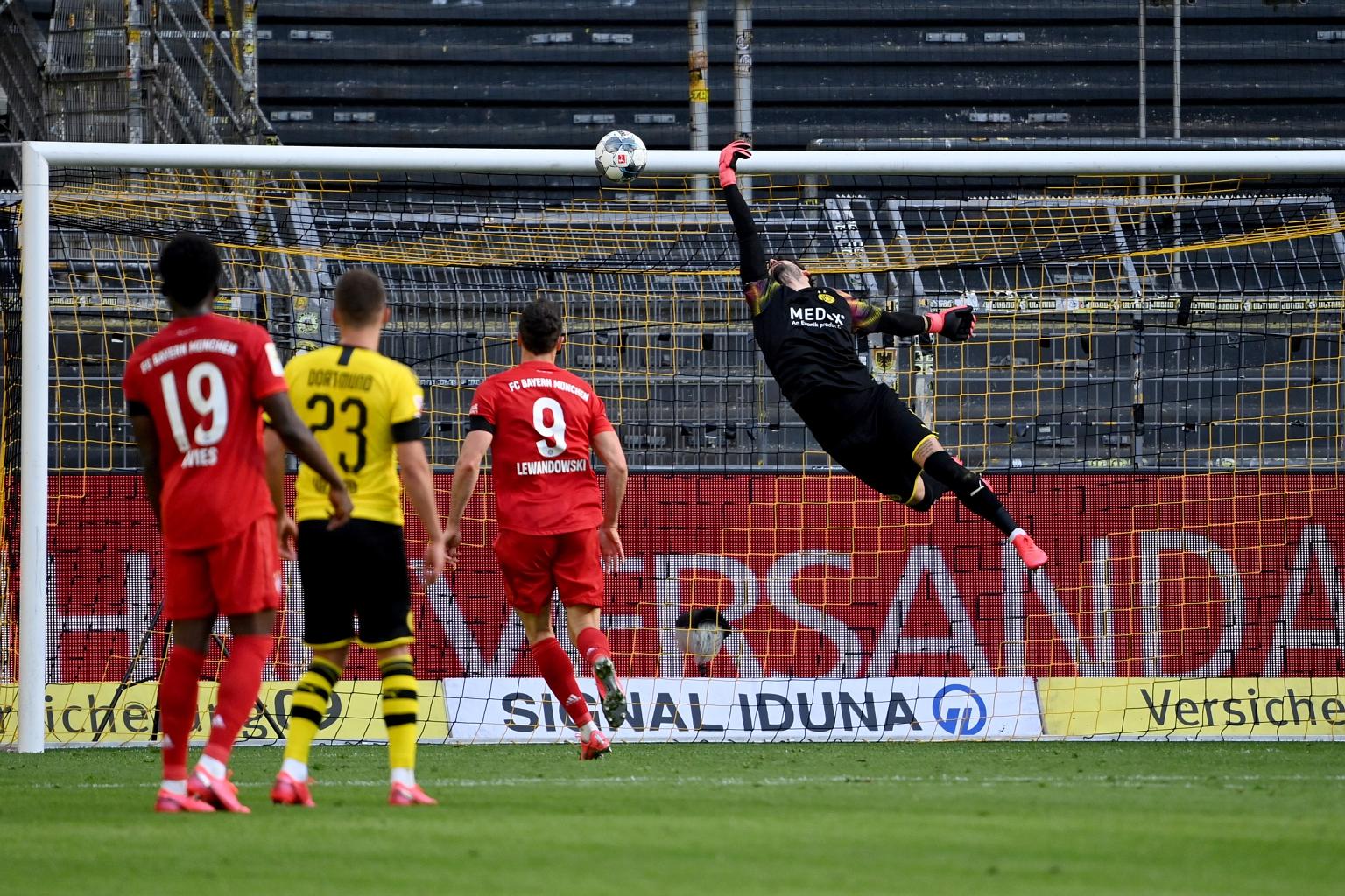 Knowing Roman Burki often stands way off his goal line, this chip by Bayern midfielder Joshua Kimmich (not in picture) goes over the Dortmund goalkeeper for the only goal of the game. While the scorer called it "the best goal of my career", teammate 