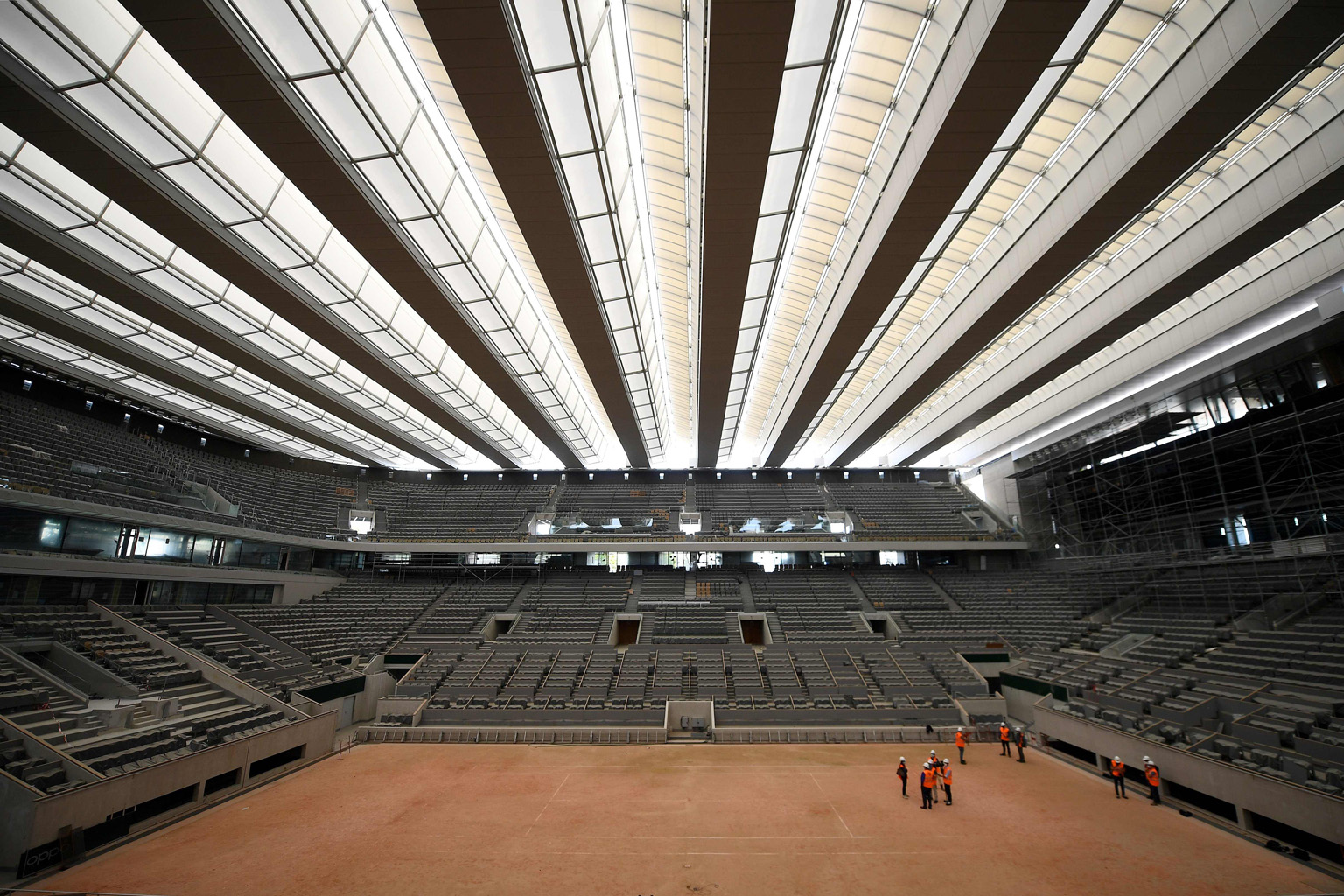 The newly-built roof at the Philippe Chatrier court offers the chance of continued play should it rain.