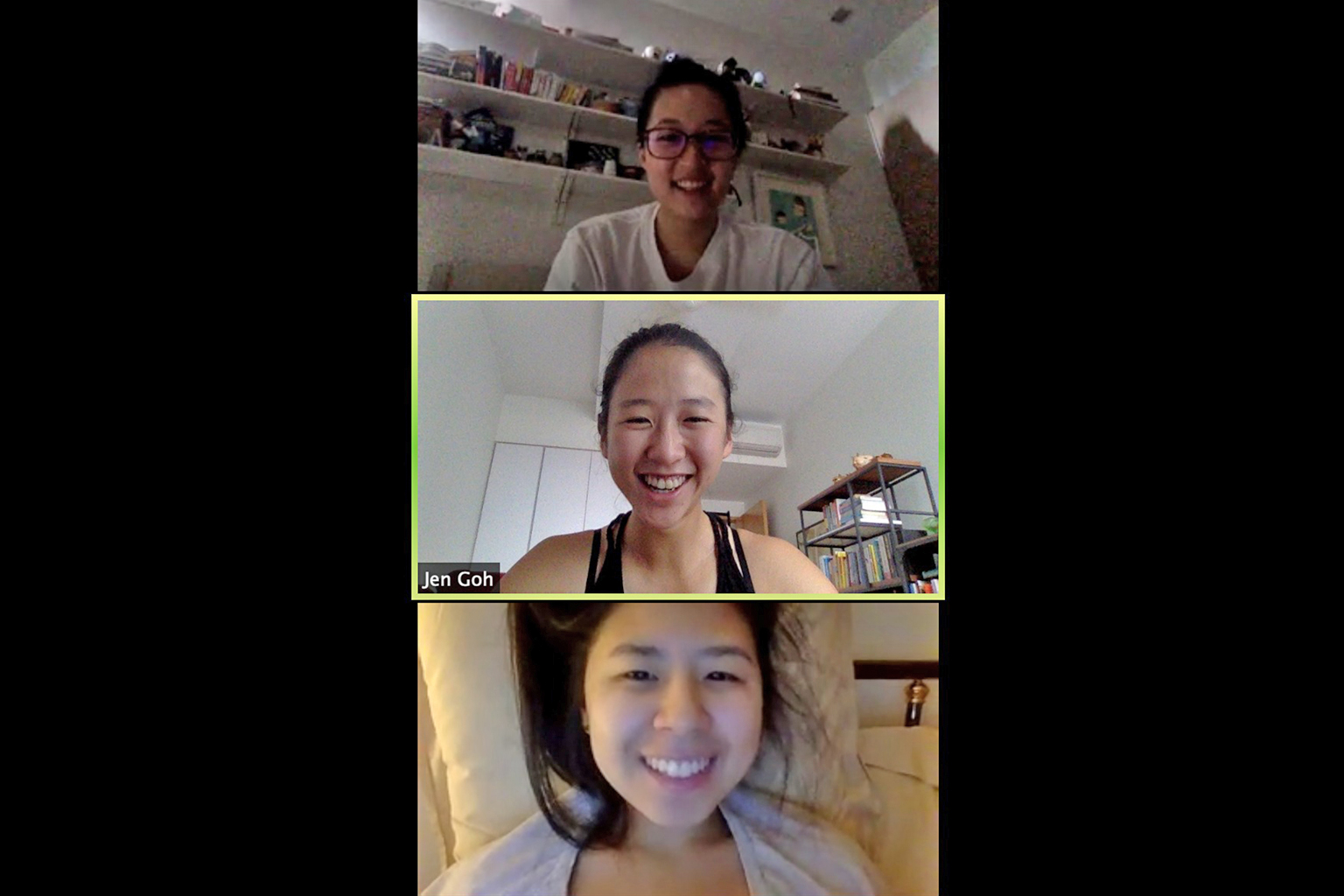 Digital marketing and creative strategist Wilshia Maruli (from top), national golfer Jen Goh and arts entrepreneur Victoria Chen of HopeFull. The project has distributed "survival kits" - consisting of arts and crafts materials, activity sheets, refl