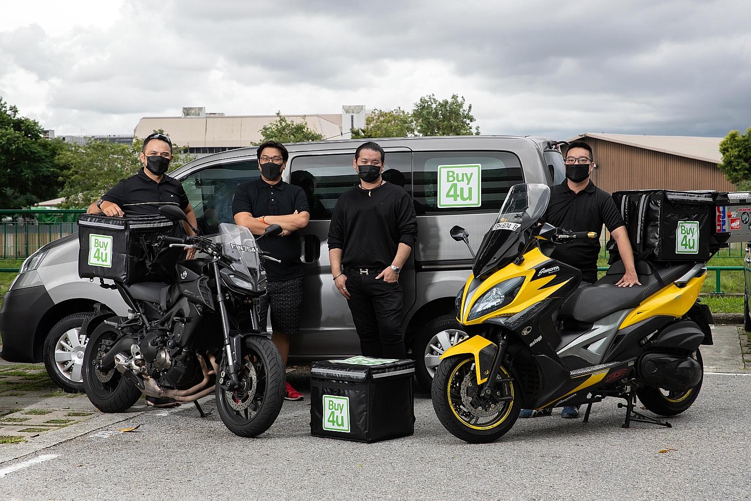 Mr Varun Saraf (left) is chief executive and co-founder of WhyQ, which delivers about 3,000 meals daily, while Mr Ron Lee of tech firm Butleric is launching online food-delivery platform B28 at the end of this month. Restaurant worker Charles Tan fro