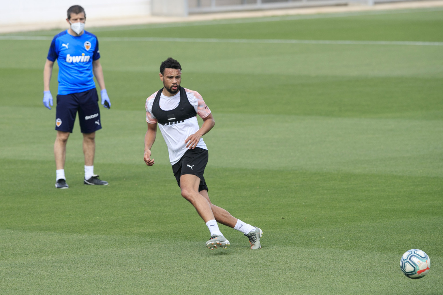 Valencia's French midfielder Francis Coquelin during a training session at the Paterna Sports City. The team owned by Singaporean businessman Peter Lim are currently seventh on the table, just four points behind fourth-placed Sociedad.