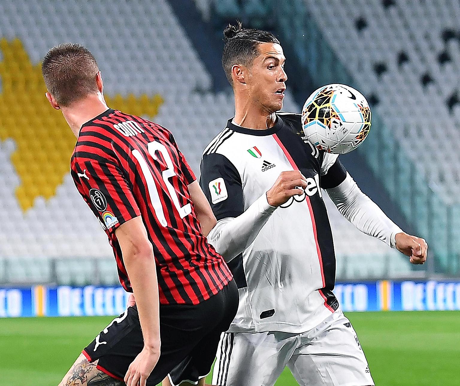 Cristiano Ronaldo missed a penalty in Juventus' 0-0 draw against AC Milan in the second leg of the Italian Cup semi-finals on Friday. But the Turin club progressed on away goals thanks to their 1-1 result in Milan on Feb 13. PHOTO: EPA-EFE