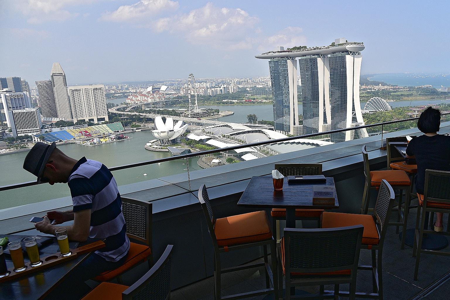 Western restaurant LeVeL33 at the Marina Bay Financial Centre is ready to reopen on Friday, after weeks of preparation for this. ST PHOTO: DESMOND WEE