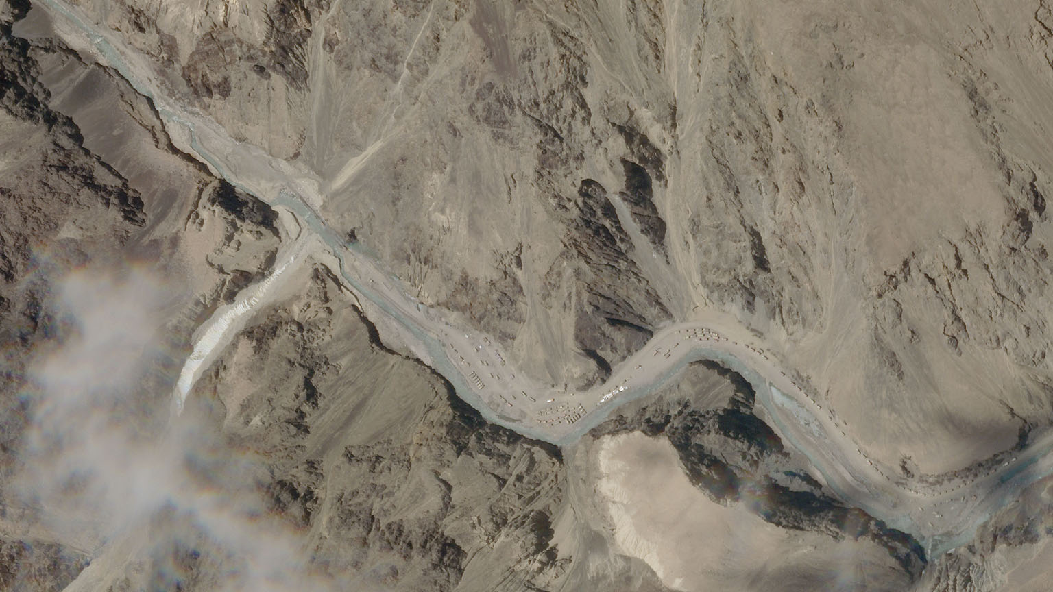 A satellite image taken on Tuesday over the Galwan Valley, which was the site of a clash between Indian and Chinese troops, in a handout obtained from Planet Labs.