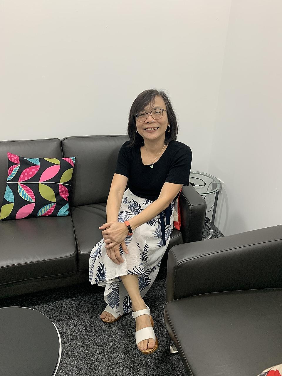 Ms Emily Ong, seen here at the Alzheimer's Disease Association in late March, was diagnosed with young onset dementia about two years ago at the age of 51. She said her diagnosis was a relief: "It helps you to better understand yourself. You don't ha