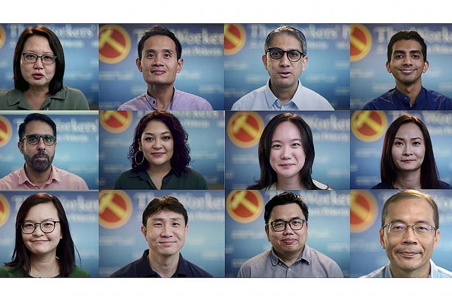 (Top row, from left) Ms Sylvia Lim, Mr Kenneth Foo, Mr Leon Perera, Mr Yudhishthra Nathan, (middle row, from left) Mr Pritam Singh, Ms Raeesah Khan, Ms Nicole Seah, Ms Cheryl Loh, (bottom row, from left) Ms Lee Li Lian, Associate Professor Jamus Lim,