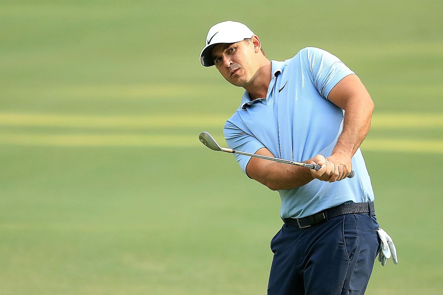 Brooks Koepka in last Sunday's final round of the RBC Heritage in Hilton Head Island, South Carolina, where he finished seventh. He and Graeme McDowell pulled out of this week's Travelers Championship "out of an abundance of caution" after their cadd