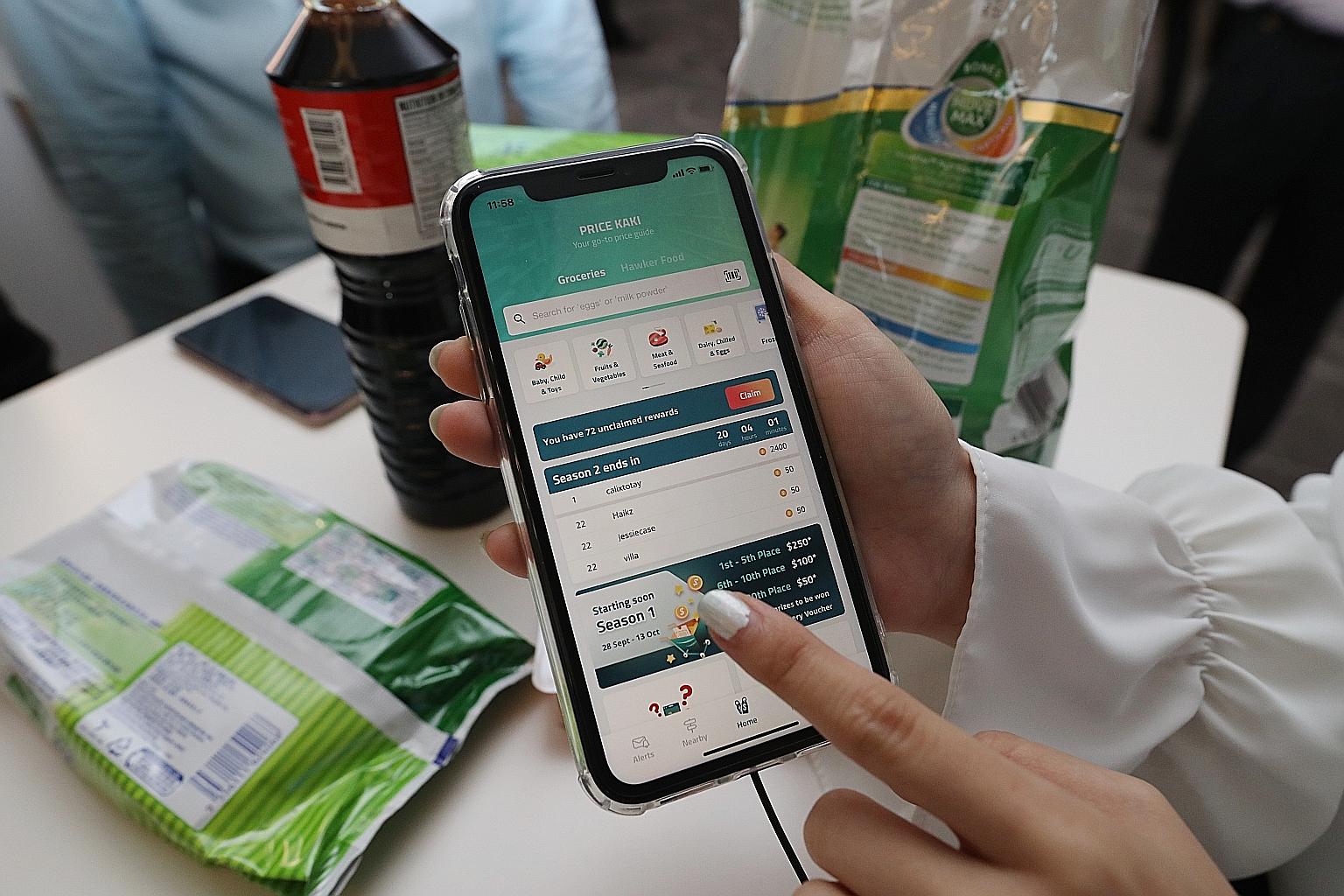 The Price Kaki app lets shoppers compare prices of groceries across different supermarkets. PHOTO: LIANHE ZAOBAO