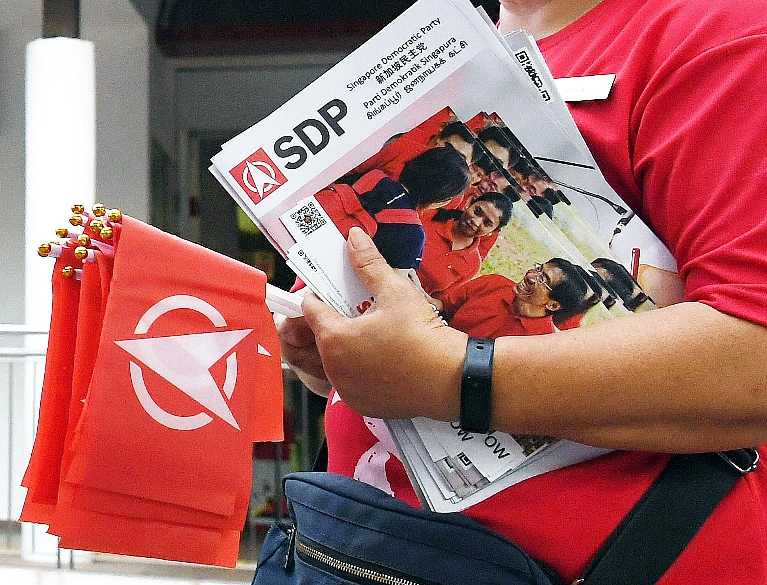 The Singapore Democratic Party's vision for the country is crystallised in its Four Yes, One No campaign, which includes suspending the GST until end-2021 and introducing a retrenchment benefit scheme for workers. ST PHOTO: DESMOND FOO