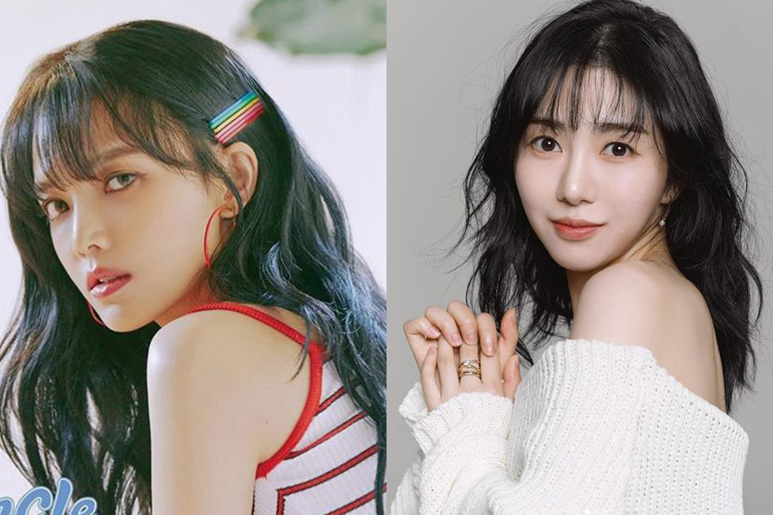 South Korean girl group AOA’s leader Jimin (left), whose real name is Shin Ji-min, has left the group following explosive accusations of bullying and harassment from former member Mina (right).