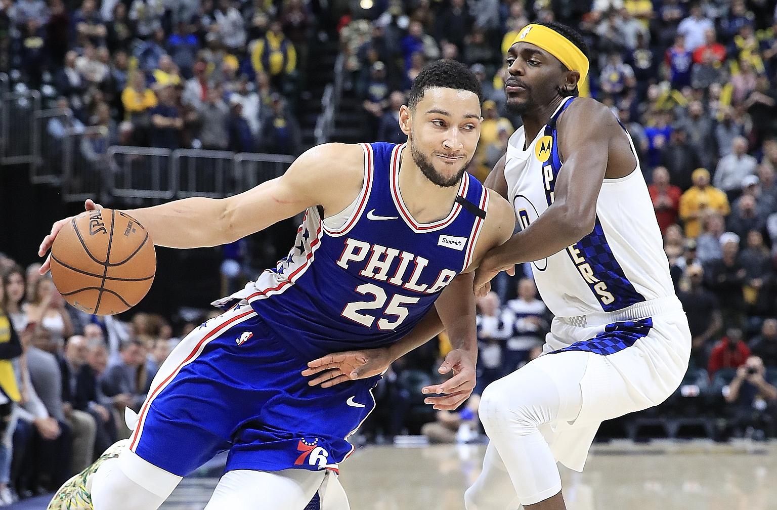 Even while Philadelphia's All-Star guard Ben Simmons (in blue) says he's at full strength heading into the restart, NBA commissioner Adam Silver remains concerned a "significant spread" of Covid-19 could burst the league's safety bubble and cause a s