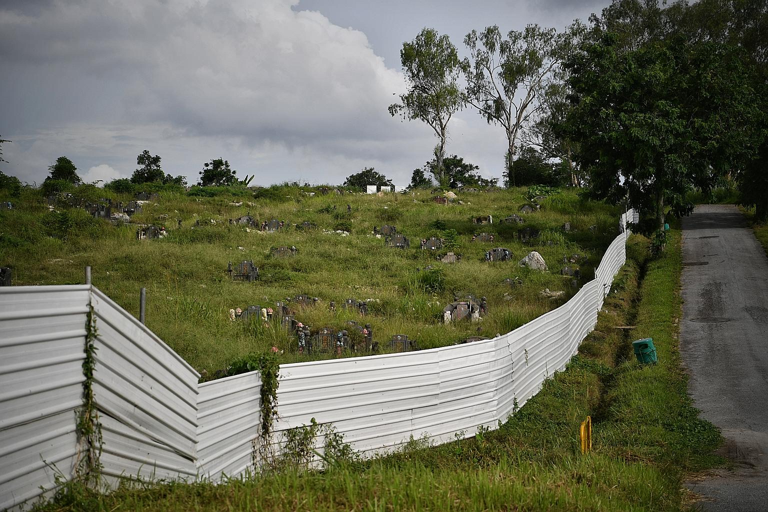 The phased exhumation exercise involving some 45,000 Chinese graves and 35,000 Muslim graves in Choa Chu Kang Cemetery (above) was first announced in 2017 by the Government as part of plans for the expansion of Tengah Air Base. ST PHOTO: ARIFFIN JAMA