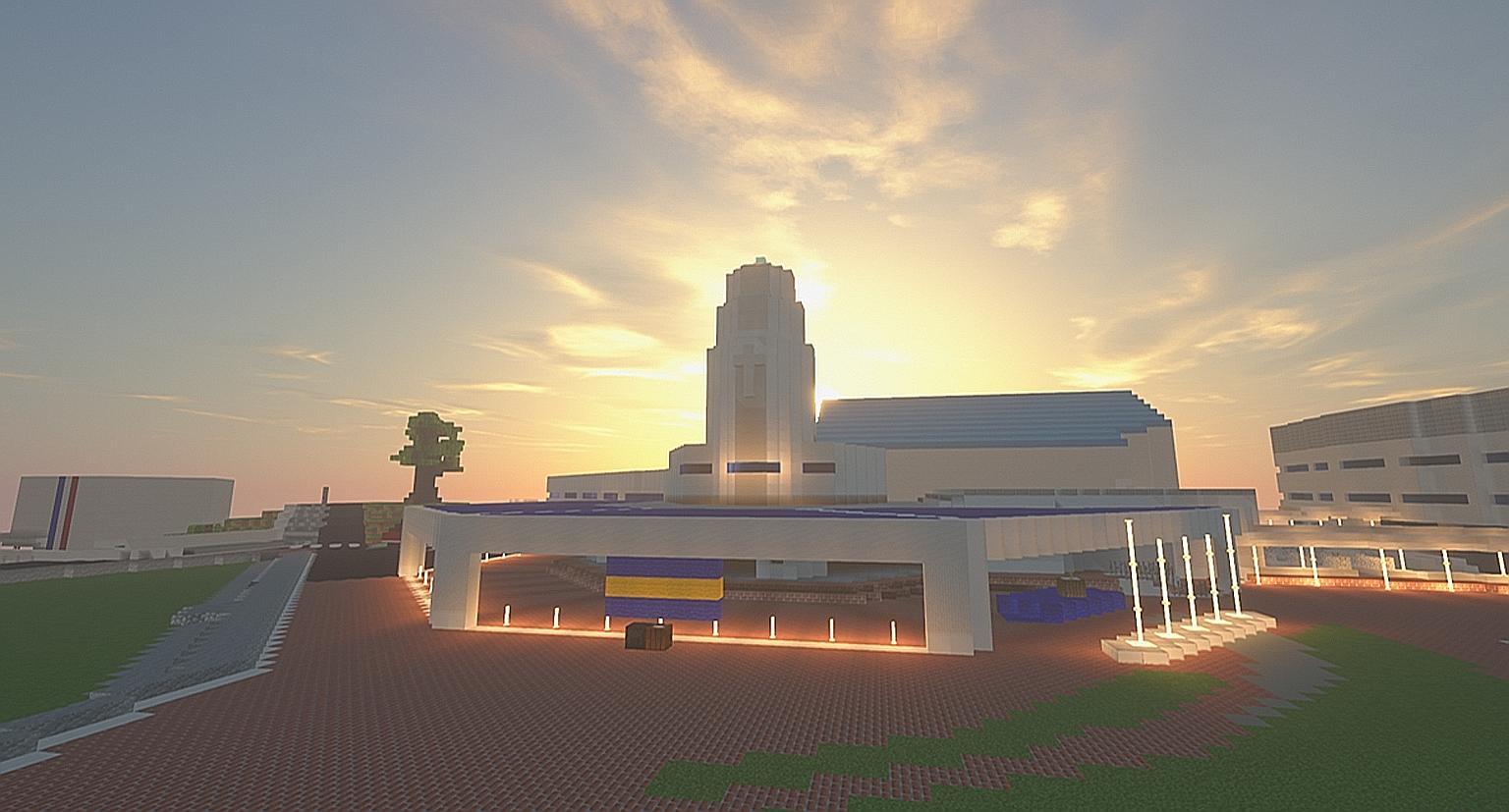 A screengrab from the virtual rendition of the Anglo-Chinese School (Independent) campus created by students on the sandbox video game Minecraft for potential students to visit the school online.