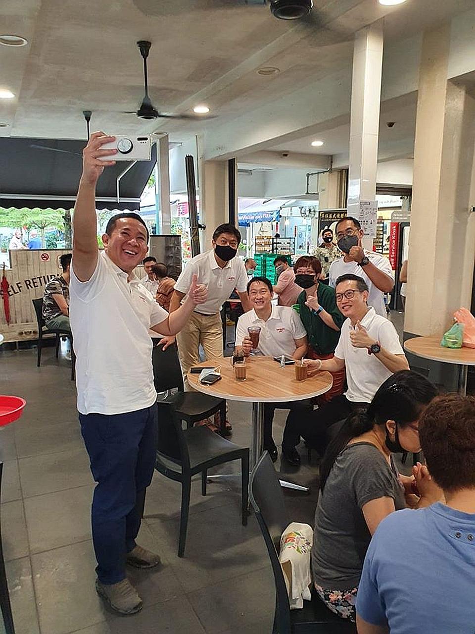 Members of the People's Action Party (PAP) team that lost in Sengkang GRC were out yesterday morning to thank residents and supporters in the constituency. In pictures posted on Facebook, the team, helmed by labour chief Ng Chee Meng (second from lef