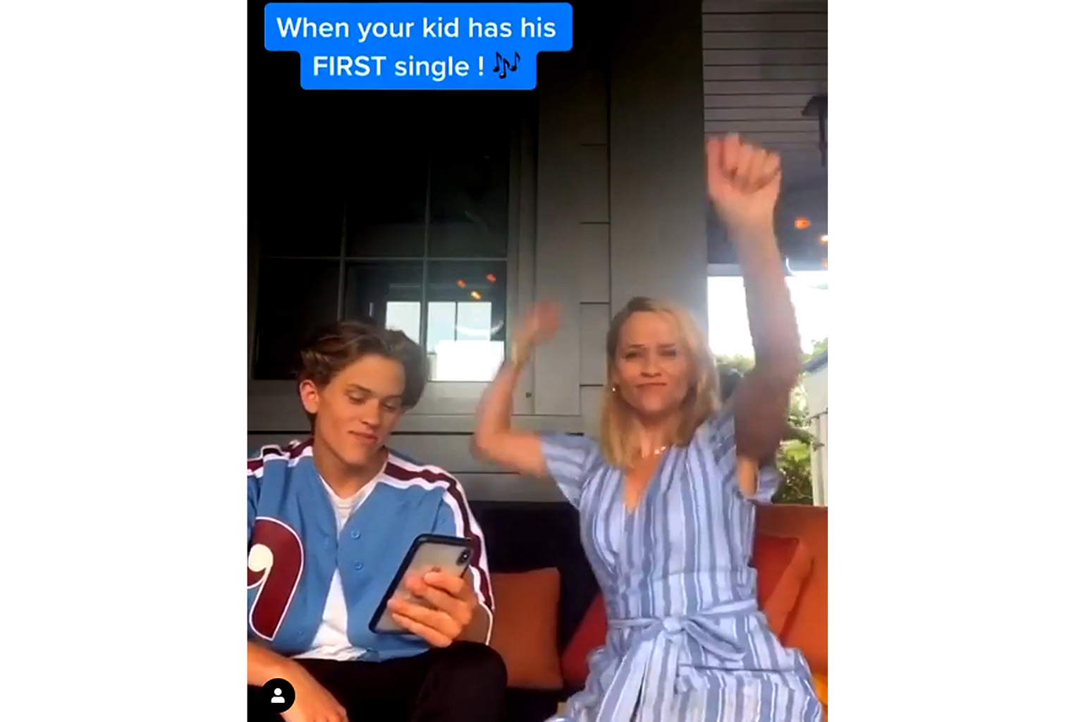REESE WITHERSPOON'S TIKTOK TRIBUTE TO HER SON: Actress Reese Witherspoon, 44, has created a dance to her 16-year-old son Deacon's new song, proudly showcasing her moves on TikTok and Instagram. In the clip, the two are seen listening to his track Lon