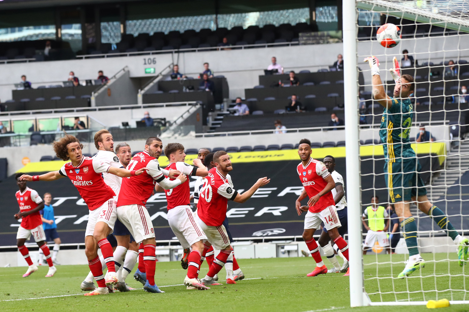 Toby Alderweireld (third from left) putting Tottenham 2-1 up against north London rivals Arsenal in the Premier League on Sunday. The Belgian's headed winner helped Spurs complete their comeback from 1-0 down after conceding first in the first half t