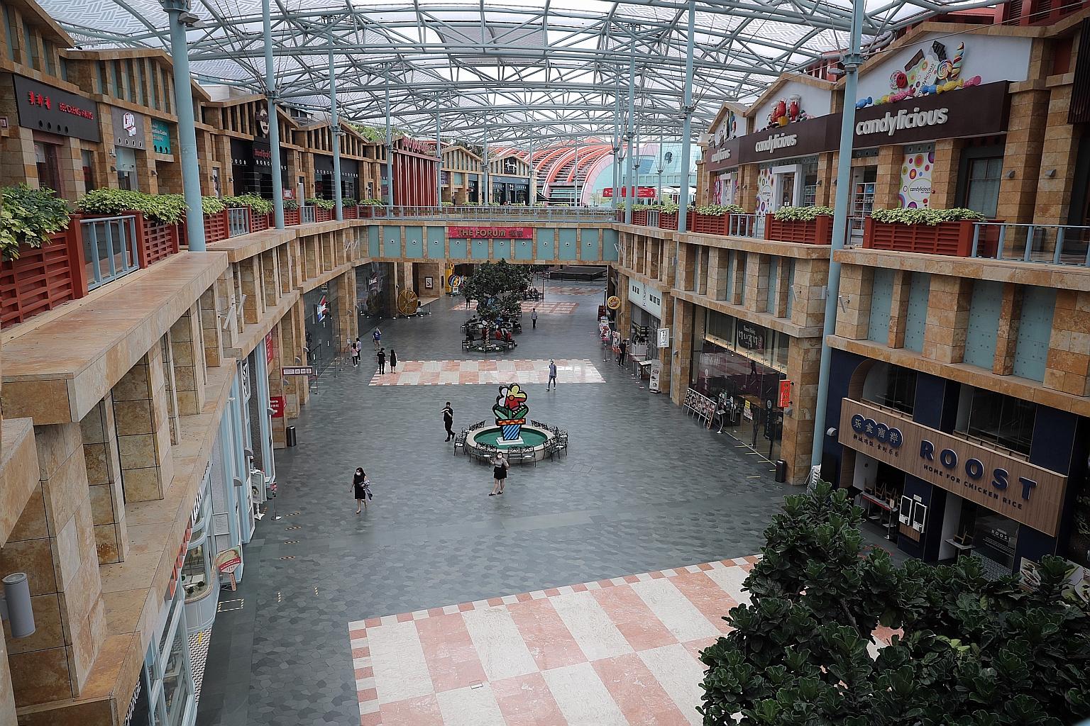 Resorts World Sentosa looking devoid of crowds at 2.45pm yesterday. Experts say the move by Resorts World Sentosa to retrench staff is not surprising, given that tourism in Singapore has come to a standstill amid travel restrictions aimed at curbing 
