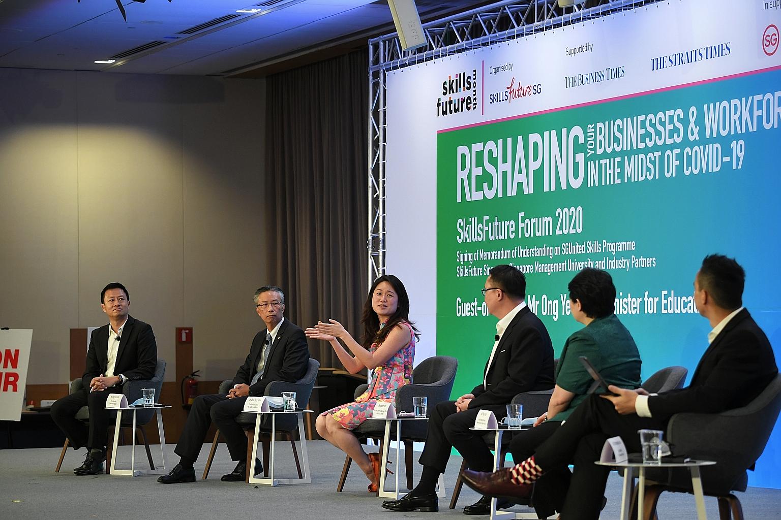 Education Minister Ong Ye Kung speaking at the SkillsFuture Forum, which is part of this year's SkillsFuture Month, at the Lifelong Learning Institute.