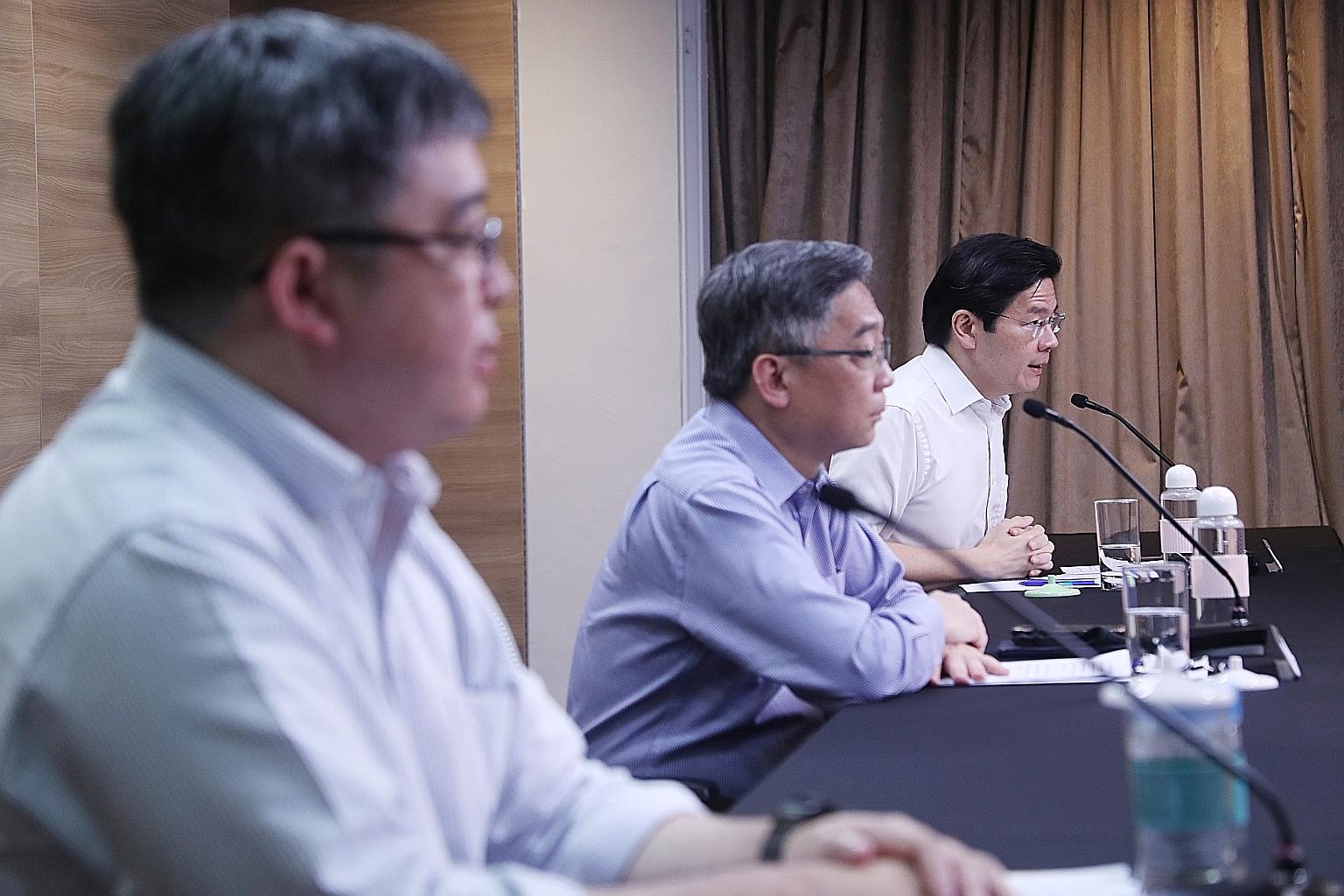 Health Minister Gan Kim Yong (left), who co-chairs the multi-ministry task force tackling Covid-19 with National Development Minister Lawrence Wong, said there would be continuity in the task force's leadership. PHOTO: MCI