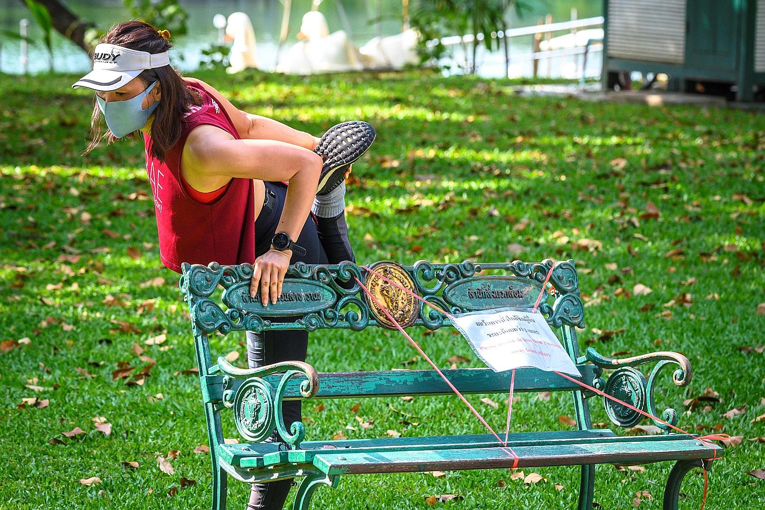 A park bench can be used for step-ups, box jumps and hand-elevated push-ups. PHOTO: AGENCE FRANCE-PRESSE