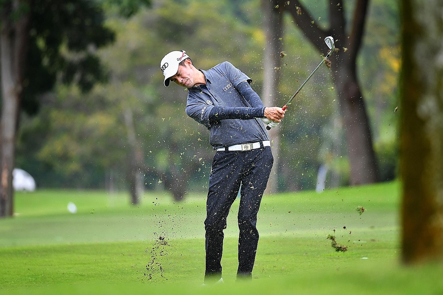 Quincy Quek practising at the Sentosa Golf Club ahead of the Singapore Open in January. He missed the cut at his sole competitive outing this campaign and had been eagerly awaiting the resumption of competition.