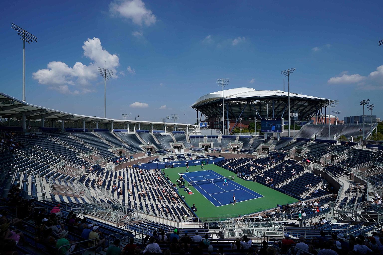 A sparse crowd at the Grandstand Court for a men's doubles third-round match at the 2018 US Open. This year's tournament will be held behind closed doors.