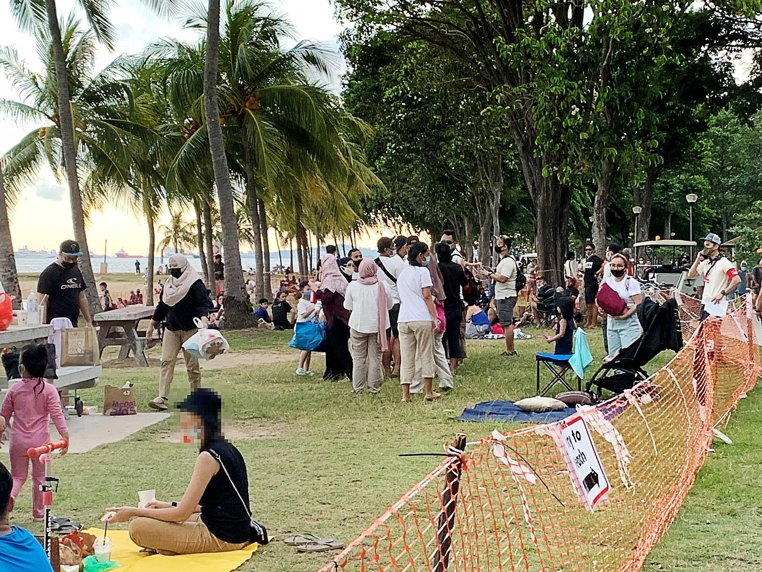 In a Facebook post on Tuesday, Minister for the Environment and Water Resources Masagos Zulkifli noted that large crowds were seen at East Coast Park at the weekend. He added that safe distancing ambassadors and enforcement officers encountered many