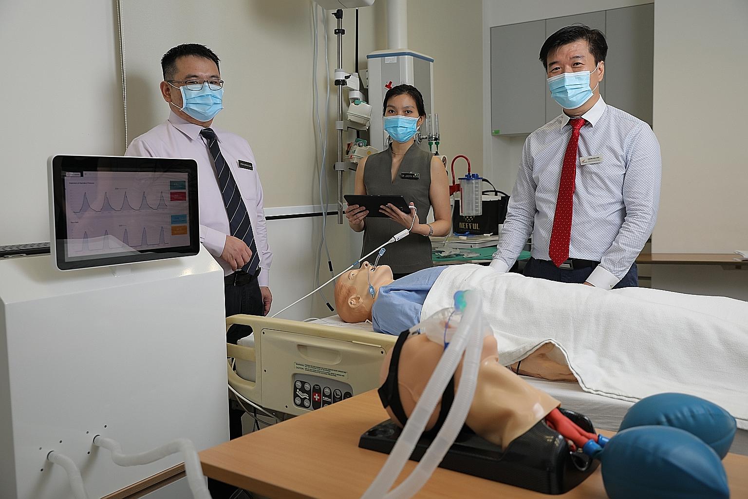 (From left) Associate Professor Derrick Chan, director of the KK Research Centre at KK Women's and Children's Hospital (KKH) and deputy director of the SingHealth Medical Technology Office; Dr Judith Wong, consultant, Children's Intensive Care Unit a