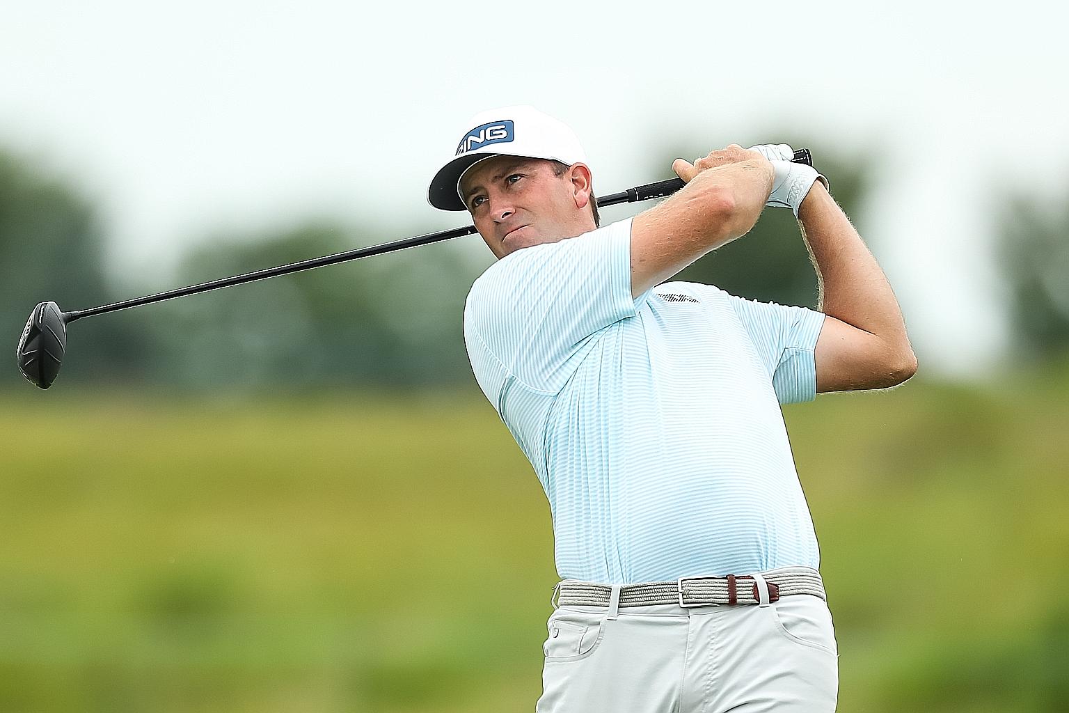 Michael Thompson in Saturday's third round of the 3M Open at TPC Twin Cities, where he was tied for the lead with fellow American Richy Werenski.