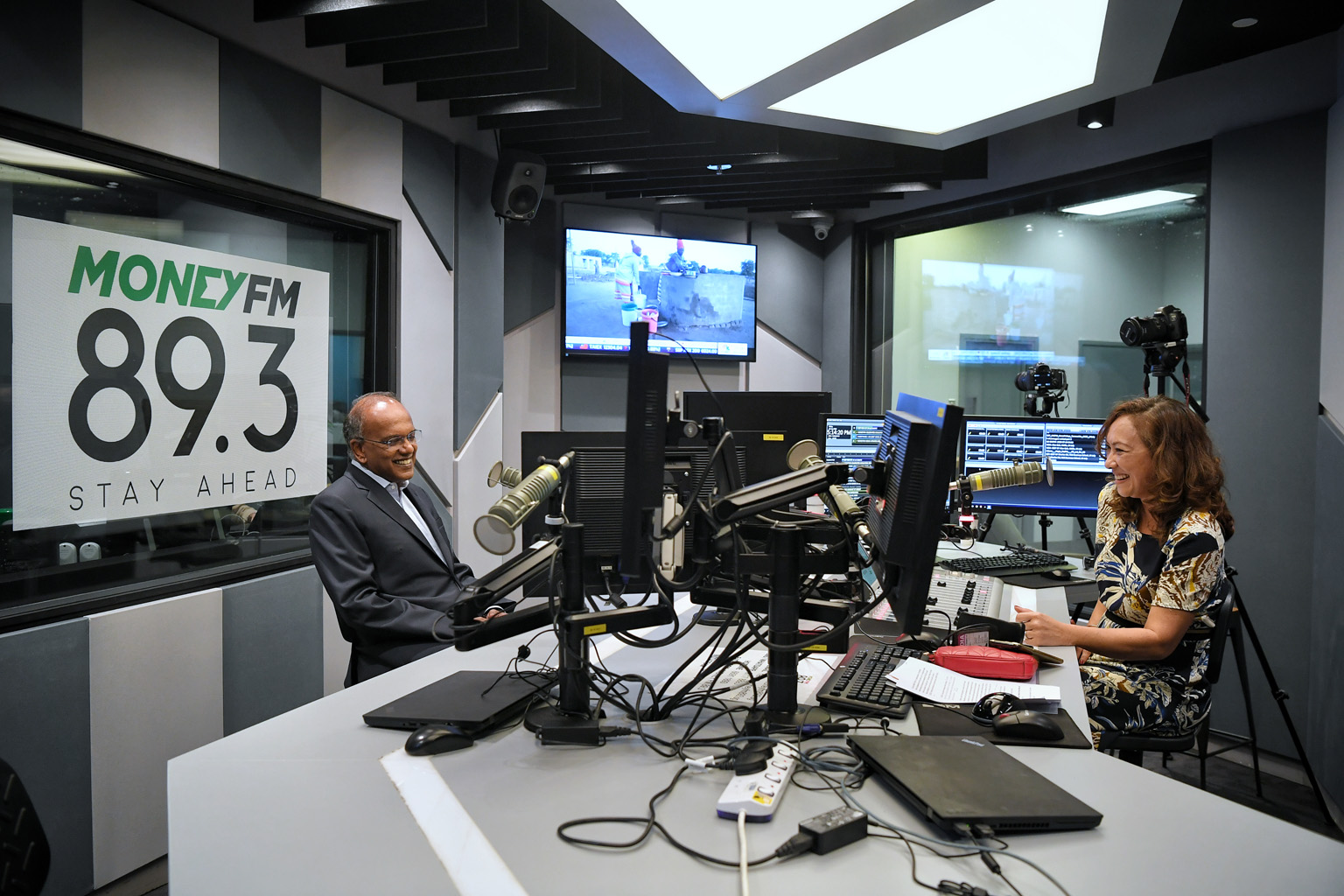 Law and Home Affairs Minister K. Shanmugam with Money FM 89.3 DJ Claressa Monteiro during the interview that was broadcast yesterday. In the conversation billed as a look at hard truths from GE2020, Mr Shanmugam said the PAP is keenly aware of voters