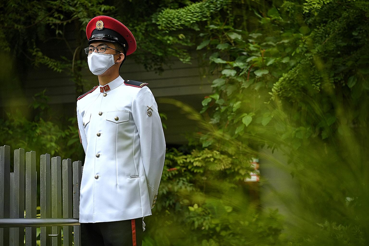 Third Sergeant Lim Yu Jie, 20, a full-time national serviceman, has been entrusted with the duty of raising the state flag at the Padang at 10.30am on National Day as part of the "anthem moment". The moment is one of the cornerstones of this year's e