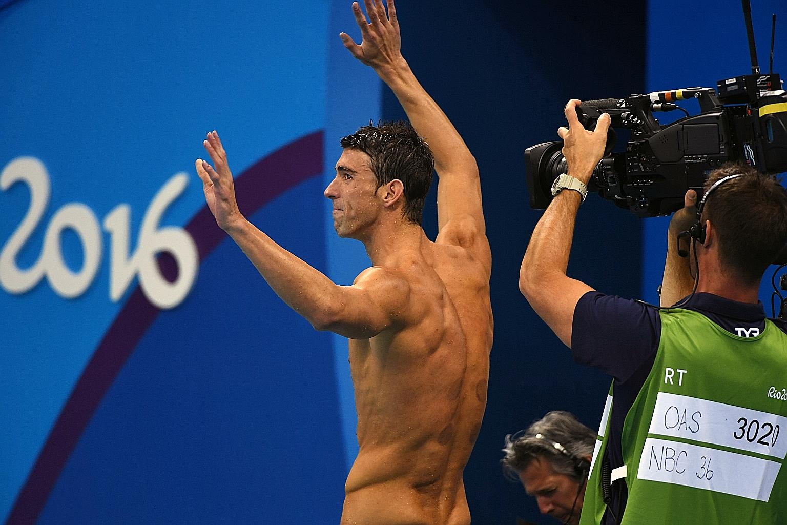 Michael Phelps celebrating after winning the last of his 23 Olympic gold medals at the 2016 Rio Games. In The Weight Of Gold documentary, he detailed how American athletes had little help in dealing with mental health issues.